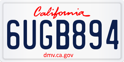 CA license plate 6UGB894