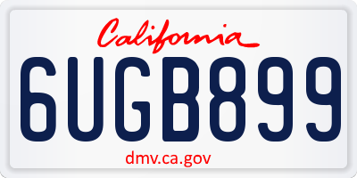 CA license plate 6UGB899