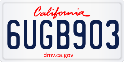 CA license plate 6UGB903
