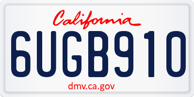 CA license plate 6UGB910