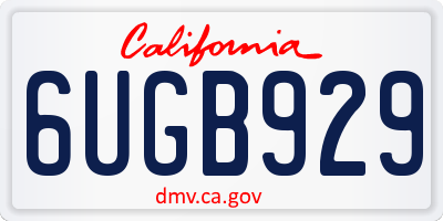 CA license plate 6UGB929