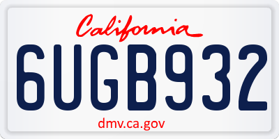 CA license plate 6UGB932