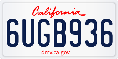 CA license plate 6UGB936