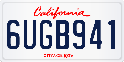 CA license plate 6UGB941