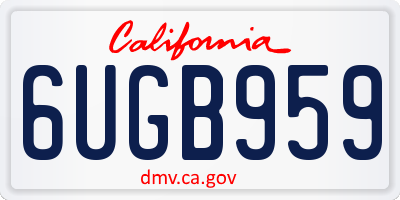CA license plate 6UGB959
