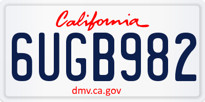 CA license plate 6UGB982
