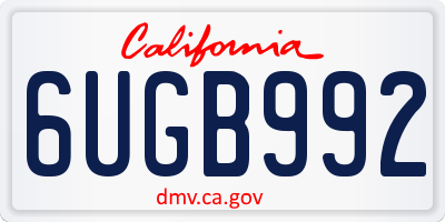 CA license plate 6UGB992