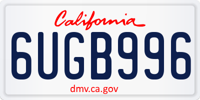 CA license plate 6UGB996