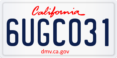 CA license plate 6UGC031