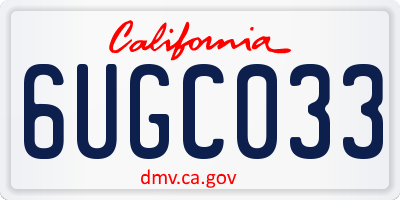 CA license plate 6UGC033
