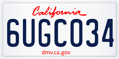 CA license plate 6UGC034