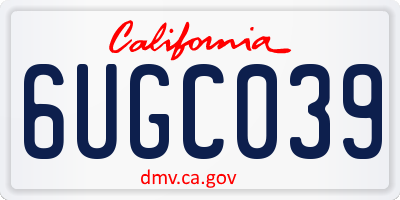 CA license plate 6UGC039