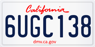 CA license plate 6UGC138