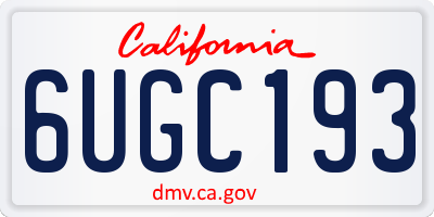 CA license plate 6UGC193