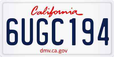 CA license plate 6UGC194
