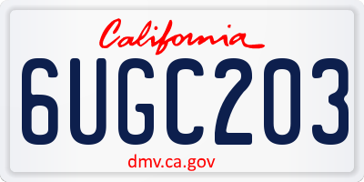 CA license plate 6UGC203