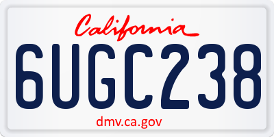 CA license plate 6UGC238
