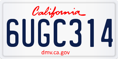 CA license plate 6UGC314