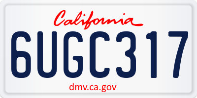 CA license plate 6UGC317