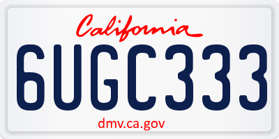 CA license plate 6UGC333