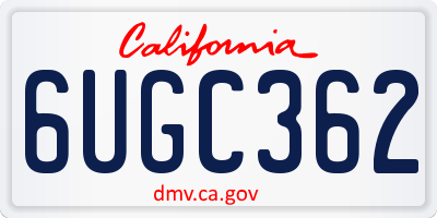CA license plate 6UGC362