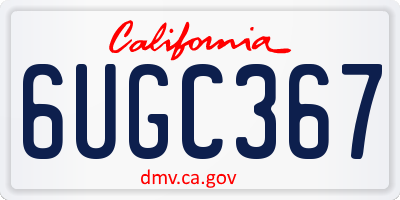 CA license plate 6UGC367