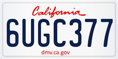 CA license plate 6UGC377