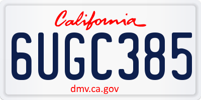 CA license plate 6UGC385