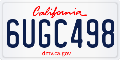 CA license plate 6UGC498