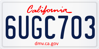 CA license plate 6UGC703