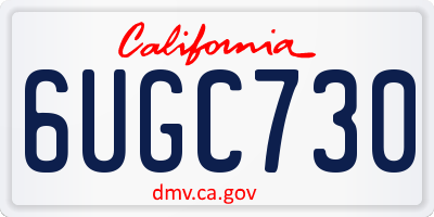 CA license plate 6UGC730
