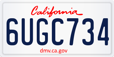 CA license plate 6UGC734