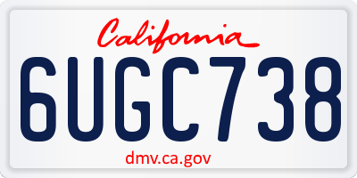CA license plate 6UGC738