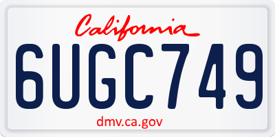 CA license plate 6UGC749