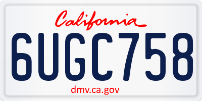CA license plate 6UGC758