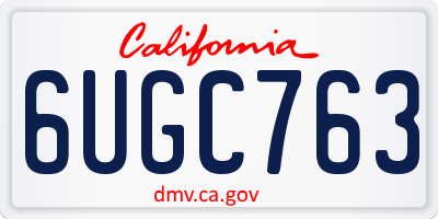 CA license plate 6UGC763
