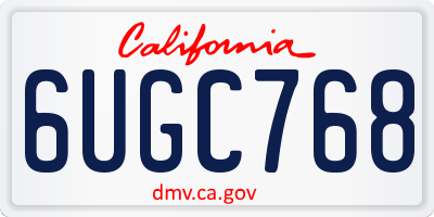 CA license plate 6UGC768