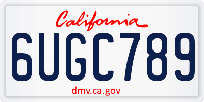 CA license plate 6UGC789