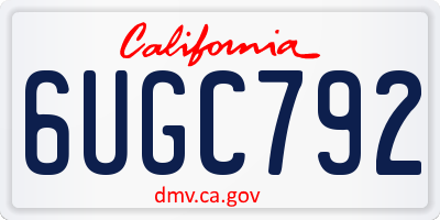 CA license plate 6UGC792