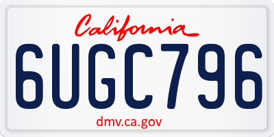 CA license plate 6UGC796