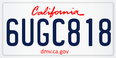 CA license plate 6UGC818