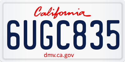 CA license plate 6UGC835