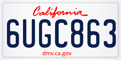 CA license plate 6UGC863
