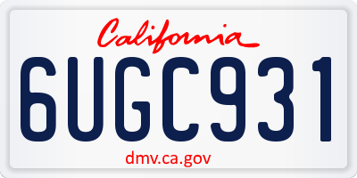 CA license plate 6UGC931