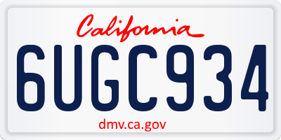 CA license plate 6UGC934