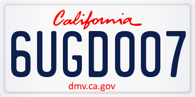 CA license plate 6UGD007