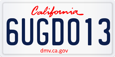 CA license plate 6UGD013