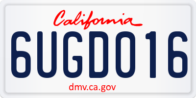 CA license plate 6UGD016