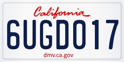 CA license plate 6UGD017