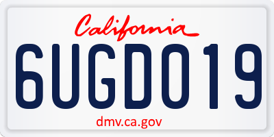 CA license plate 6UGD019